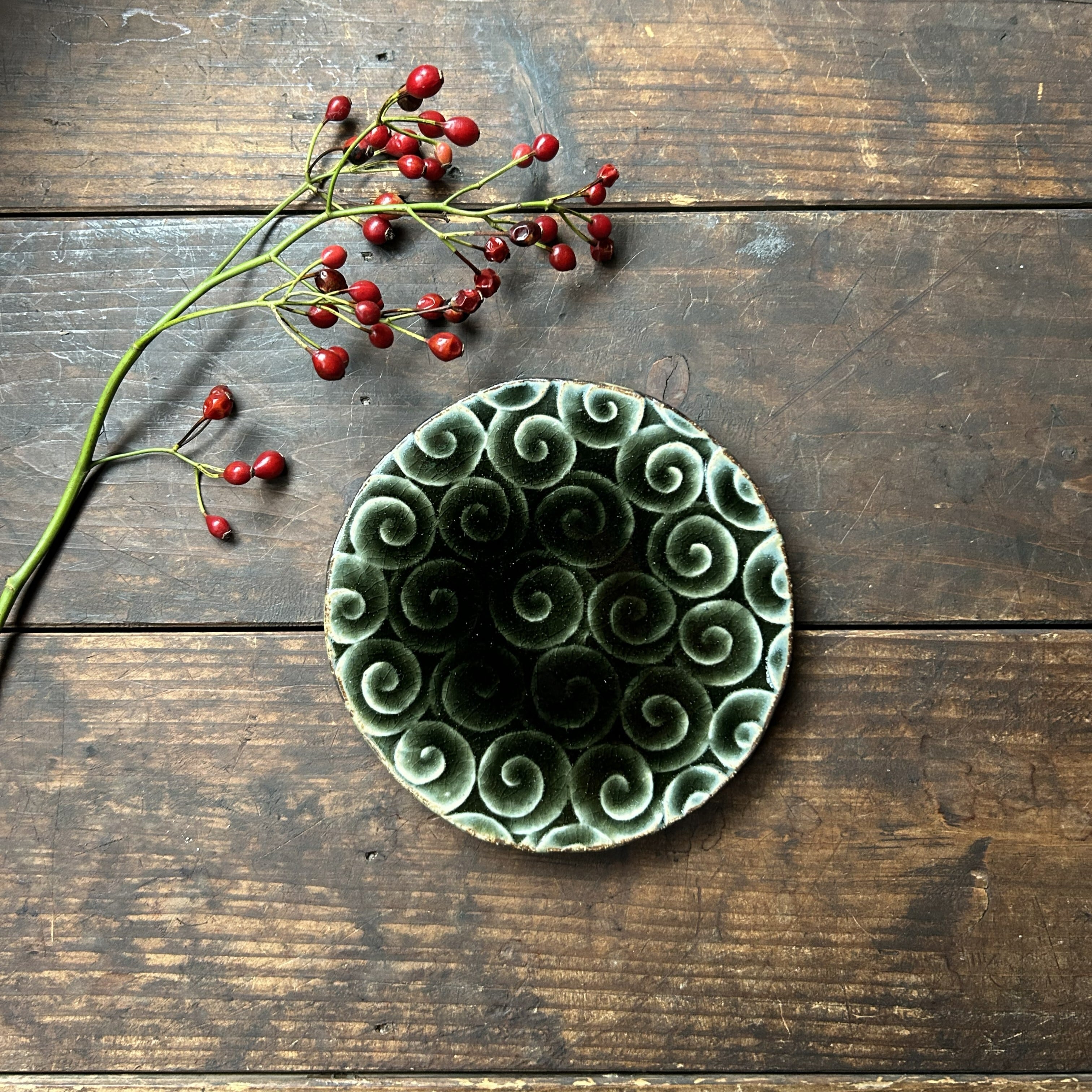 笠間焼】佐藤りぢゅう 高台小鉢（刻文）12cm ターコイズ | Feel