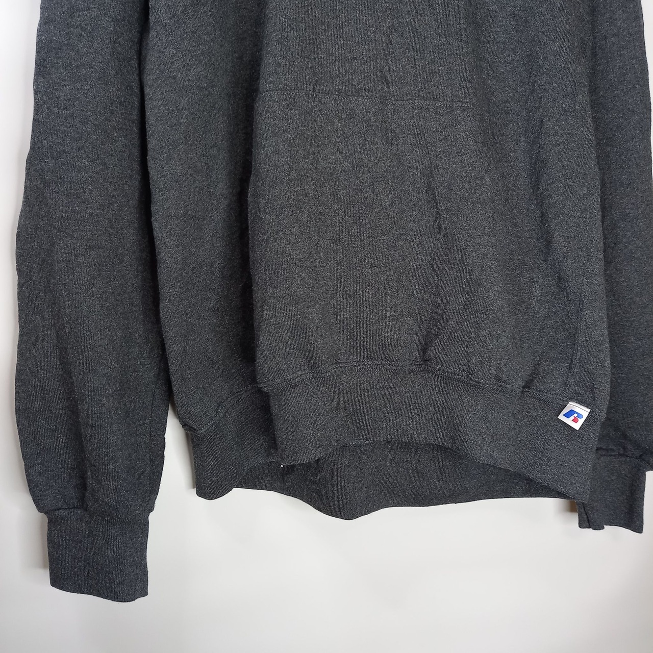 ラッセル　プルオーバーフーディー　パーカー　ビッグプリント　裏起毛　グレー　L