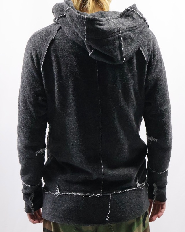 inside out neck detail hoodie