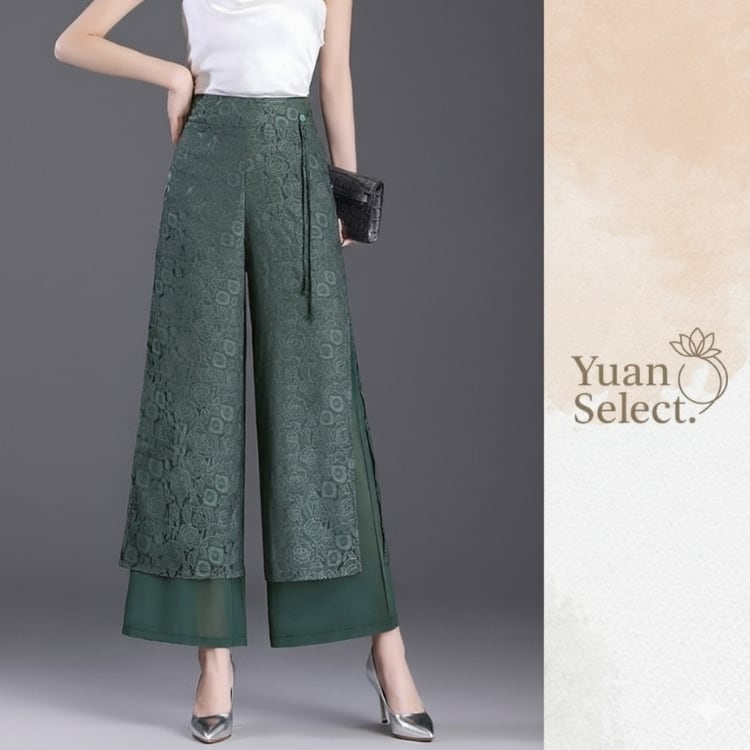 花模様ジャカード　ワイドパンツ　4カラー　YS00052