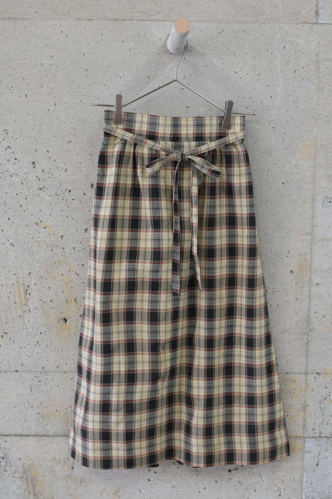 Brown checkered long skirt