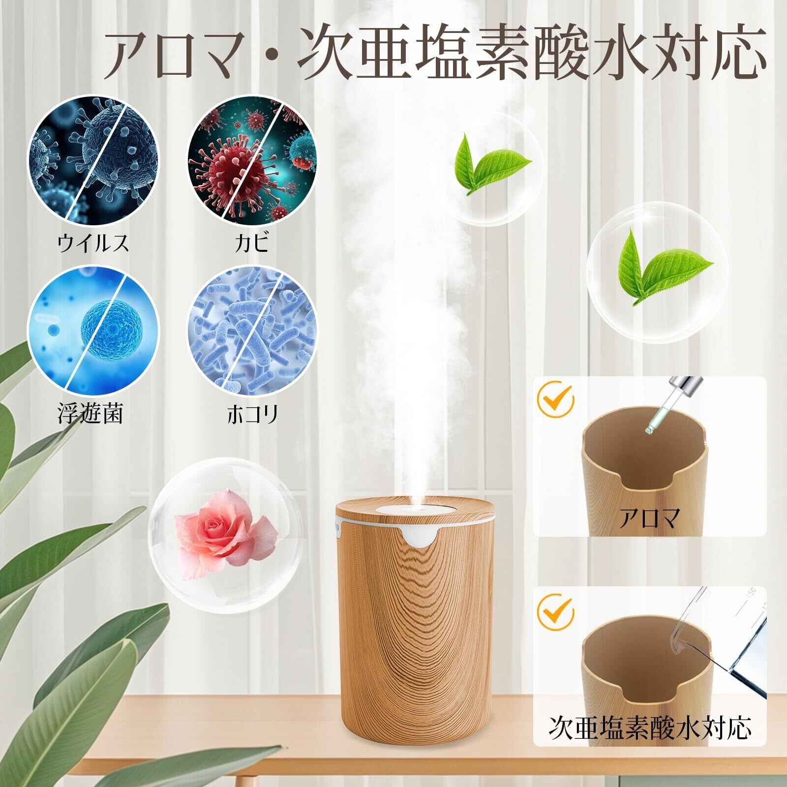 市場】加湿器 卓上 大容量4L 超音波式 アロマ対応 自動湿度調整