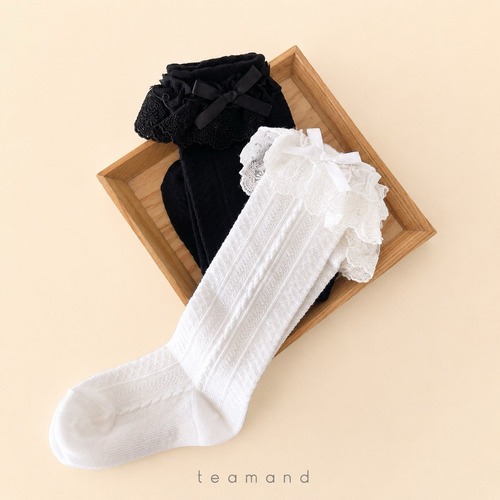 team［取寄］double lace knee socks