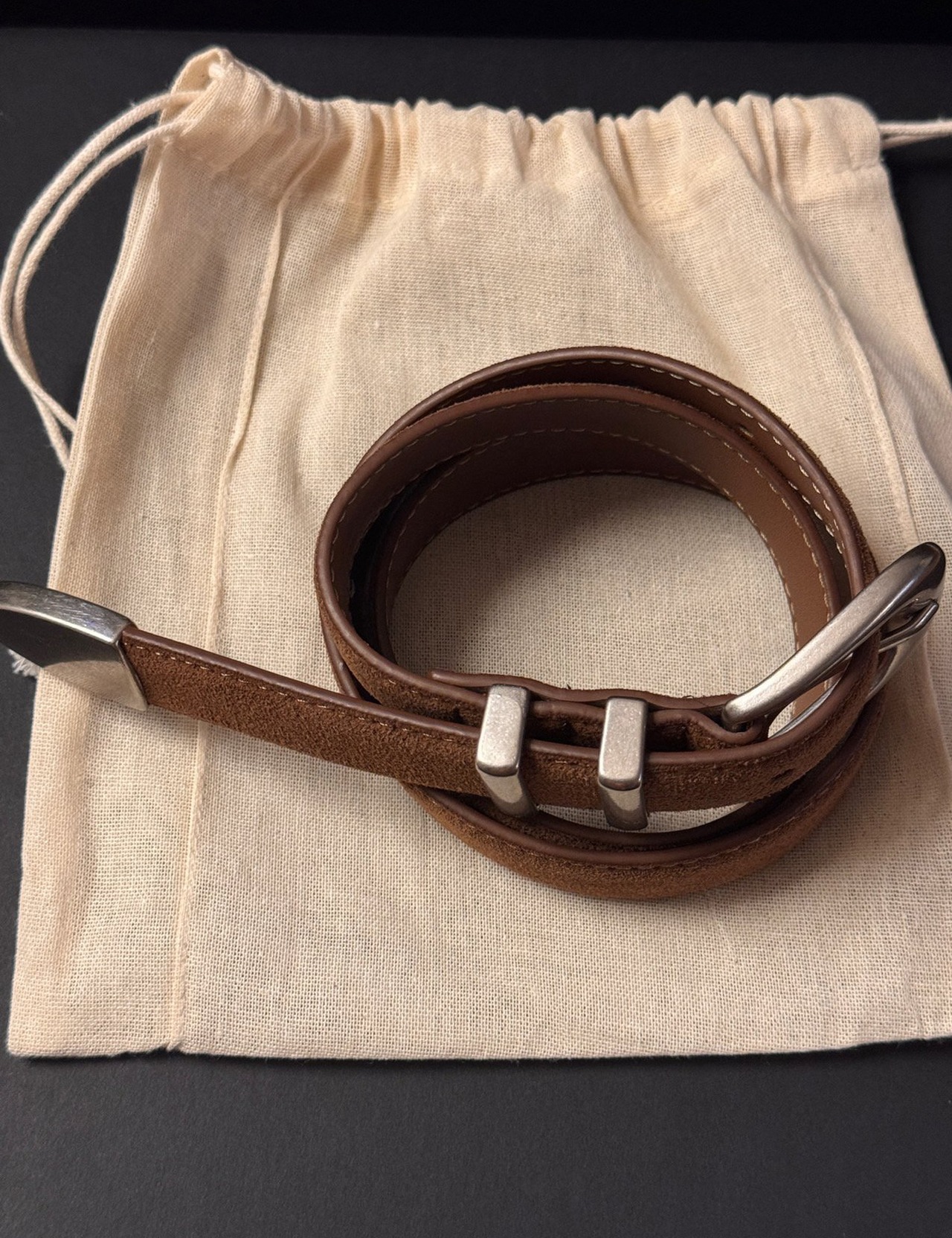【新作5％OFF・3日間】牛革100％・Real Suede Belt_3colors