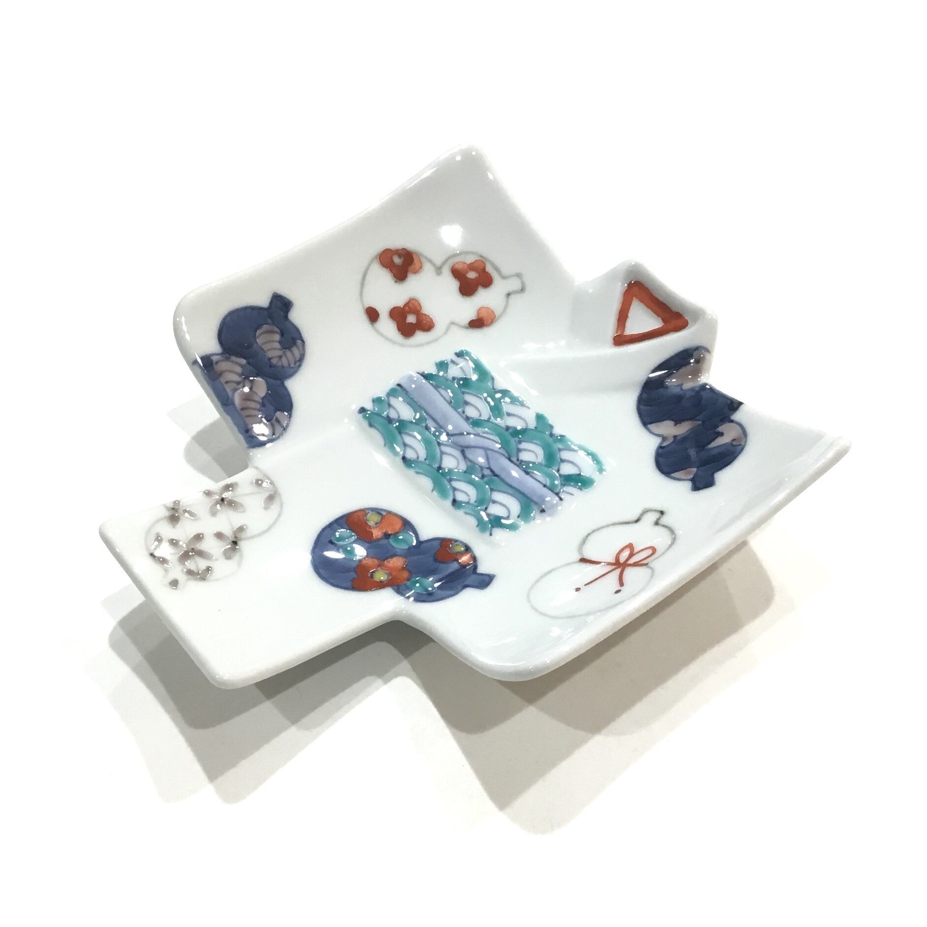 清水焼 瓢箪模様 陶磁器皿 16cm