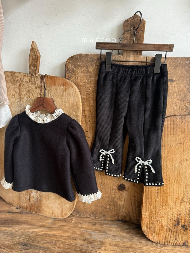 ラスト1 M【即納】<marron>  Angel pearl blouse