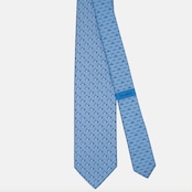 Maurizio TALARICO Collection 3-fold Tie in Silk Submarine Pattern Light Blue