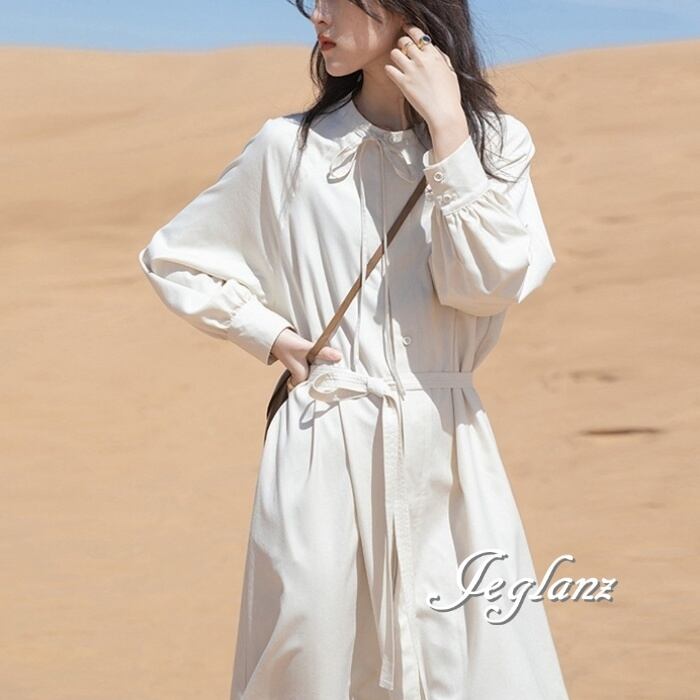 2色 ロング ワンピース ドレス ボタン 共ベルト きれいめ シンプル(M7654)γα