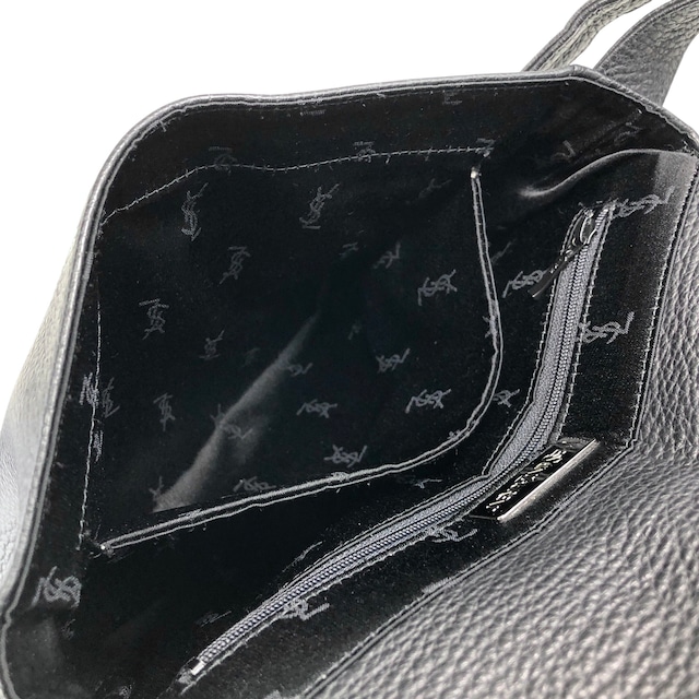 Yves Saint Laurent イヴ・サンローラン ショルダーバッグ ブラック ロゴ レザー ハート vintage ヴィンテージ オールド ex2z8n