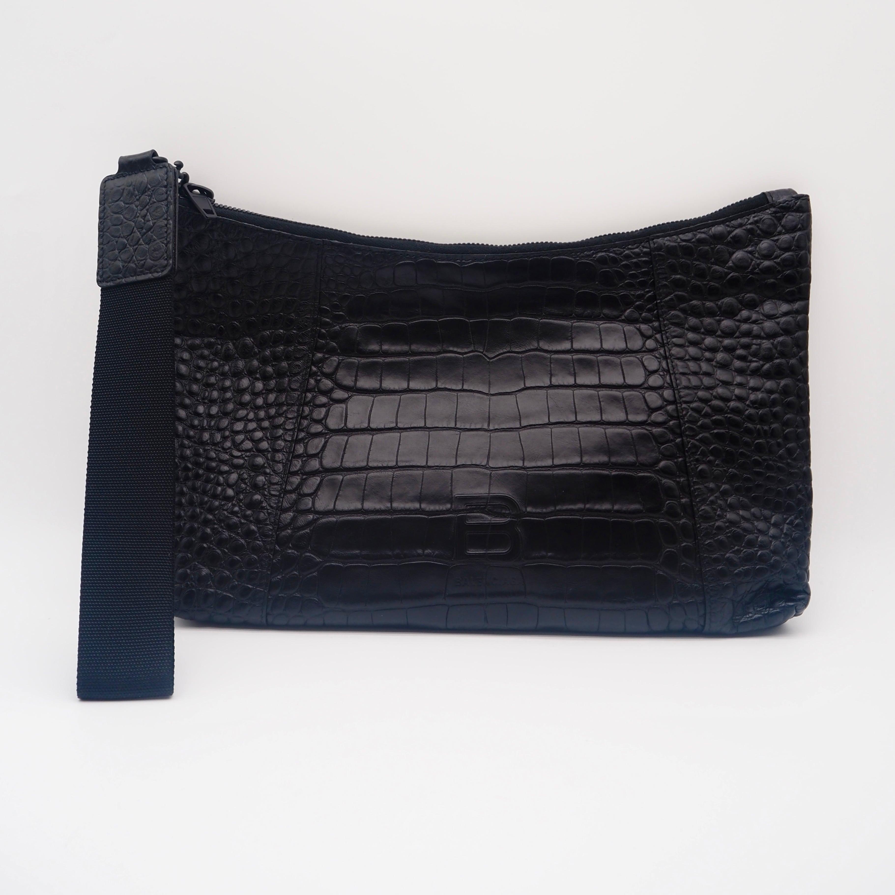 BALENCIAGA アワーグラス クラッチバッグ レザー ブラック バレンシアガ