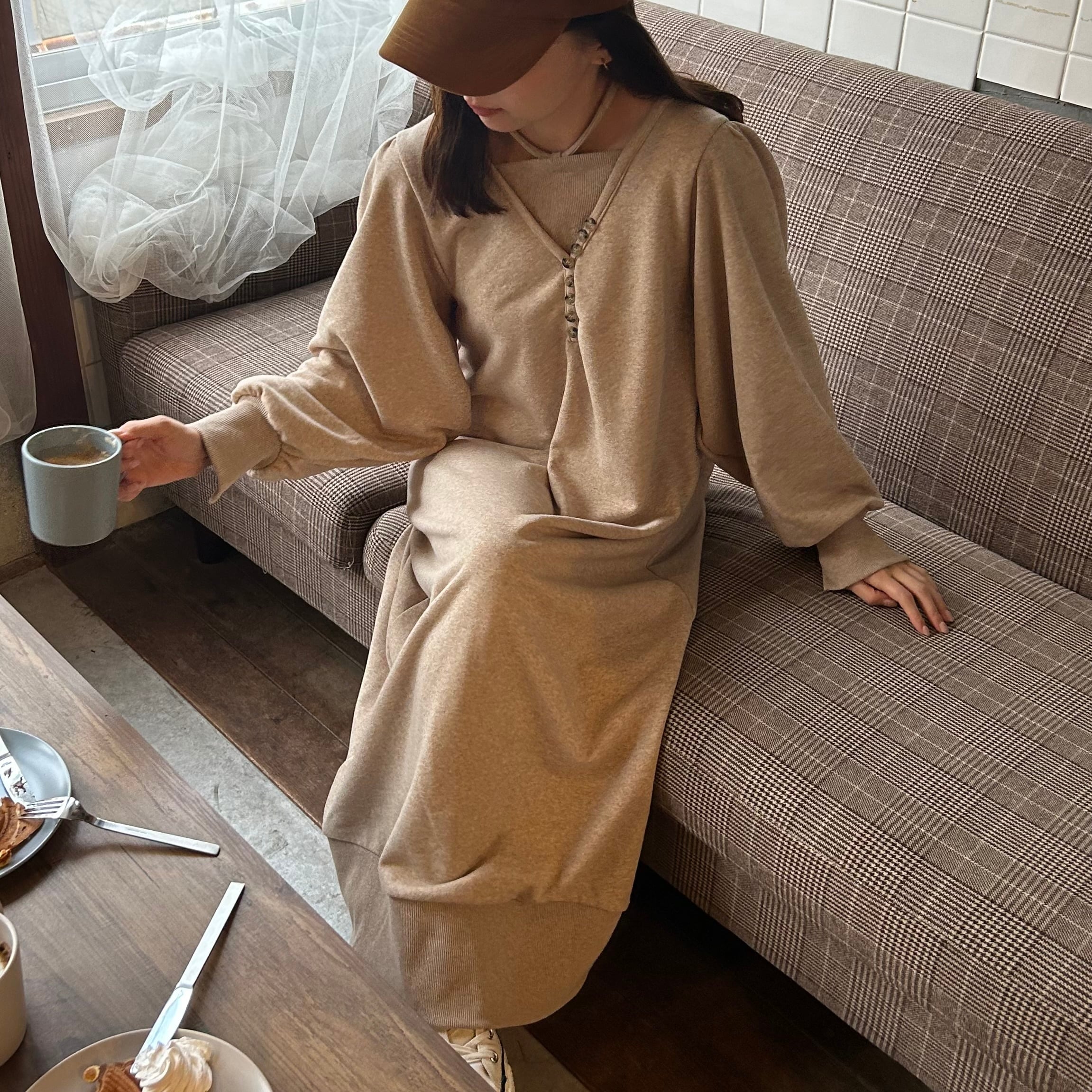 レイヤード風ワンピース【モカ】#