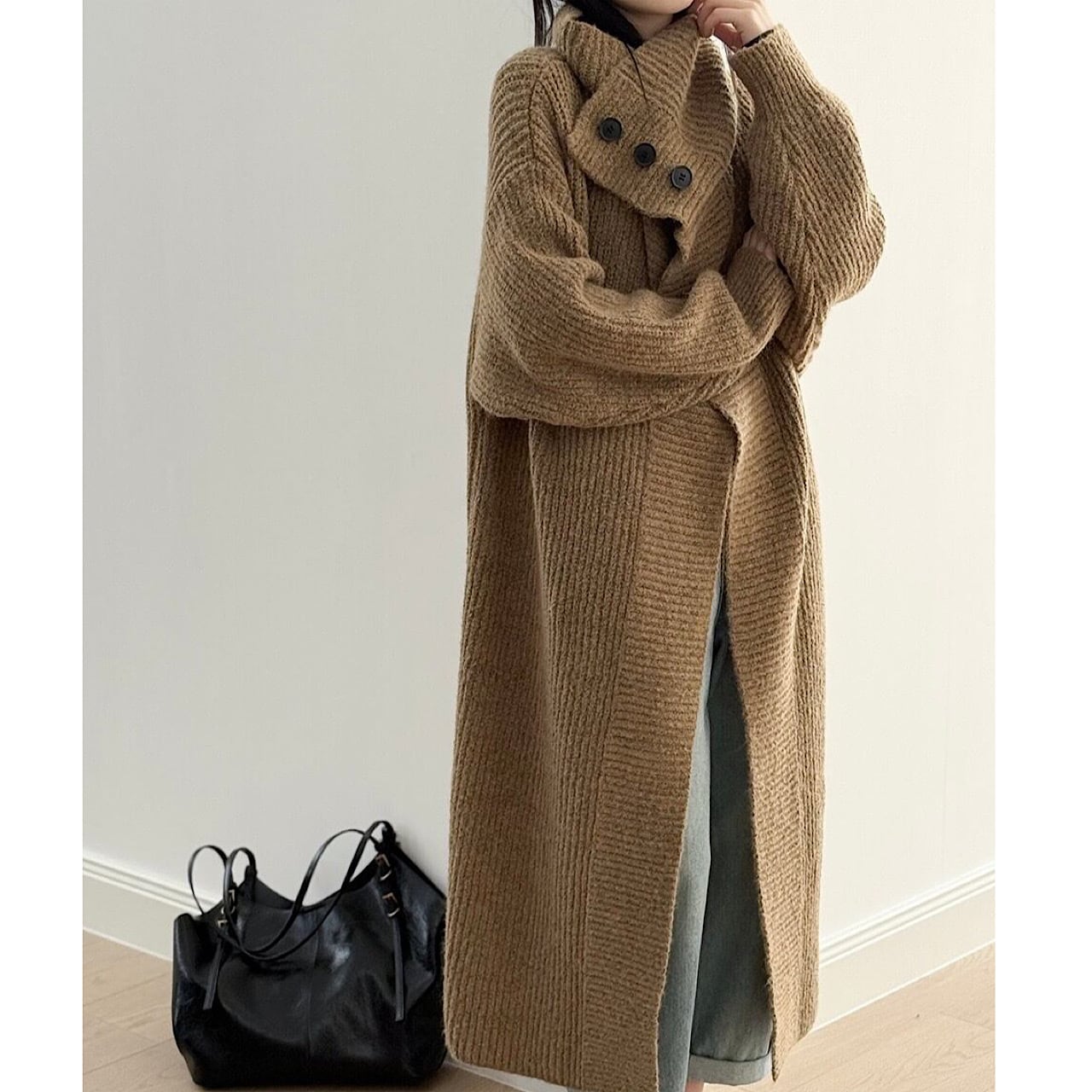 アシンメトリーネック ニットコート ◆3col YH9880