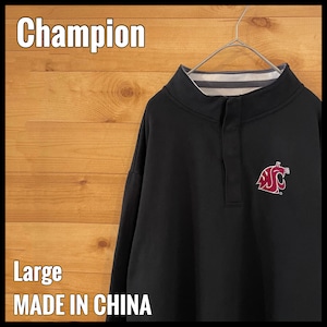 【champion】カレッジ ハーフスナップ スウェット ワシントン州立大学 バスケットボール クーガーズ L US古着