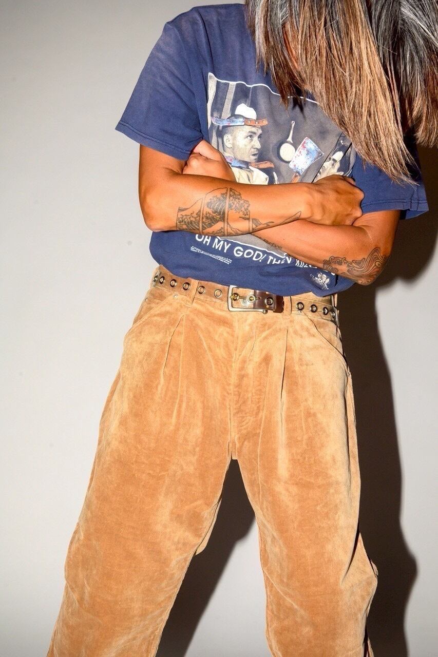 Willow Pants「P-035 DEAD STOCK FABRIC Pants BEIGE- CORDUROY