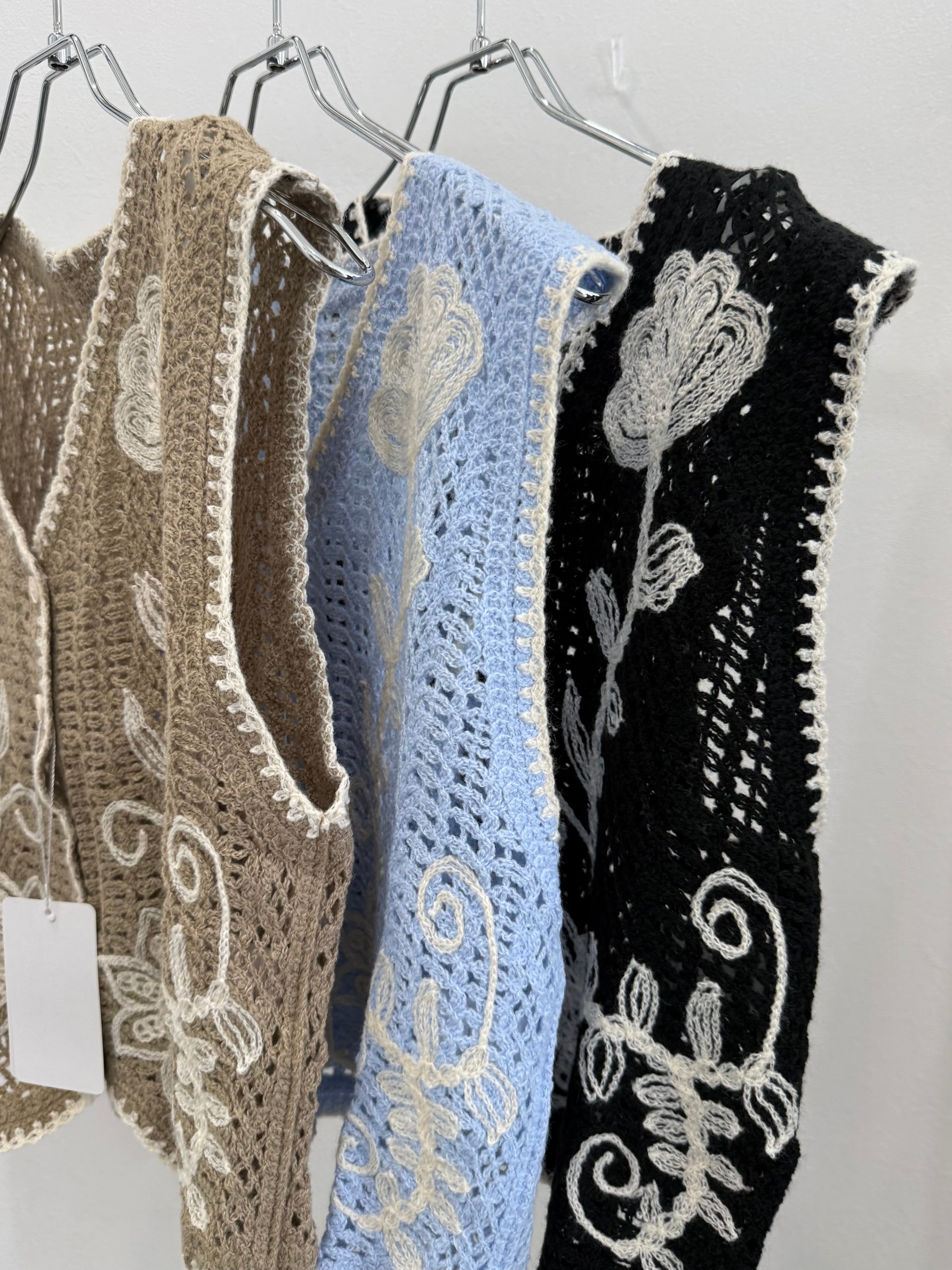 crochet-knit color vest