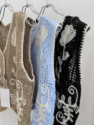 crochet-knit color vest