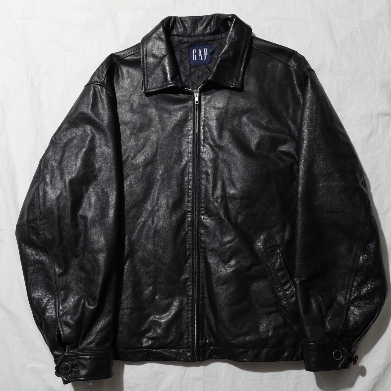 L 90s 00s OLD GAP アルミジップ レザージャケット オールドギャップ