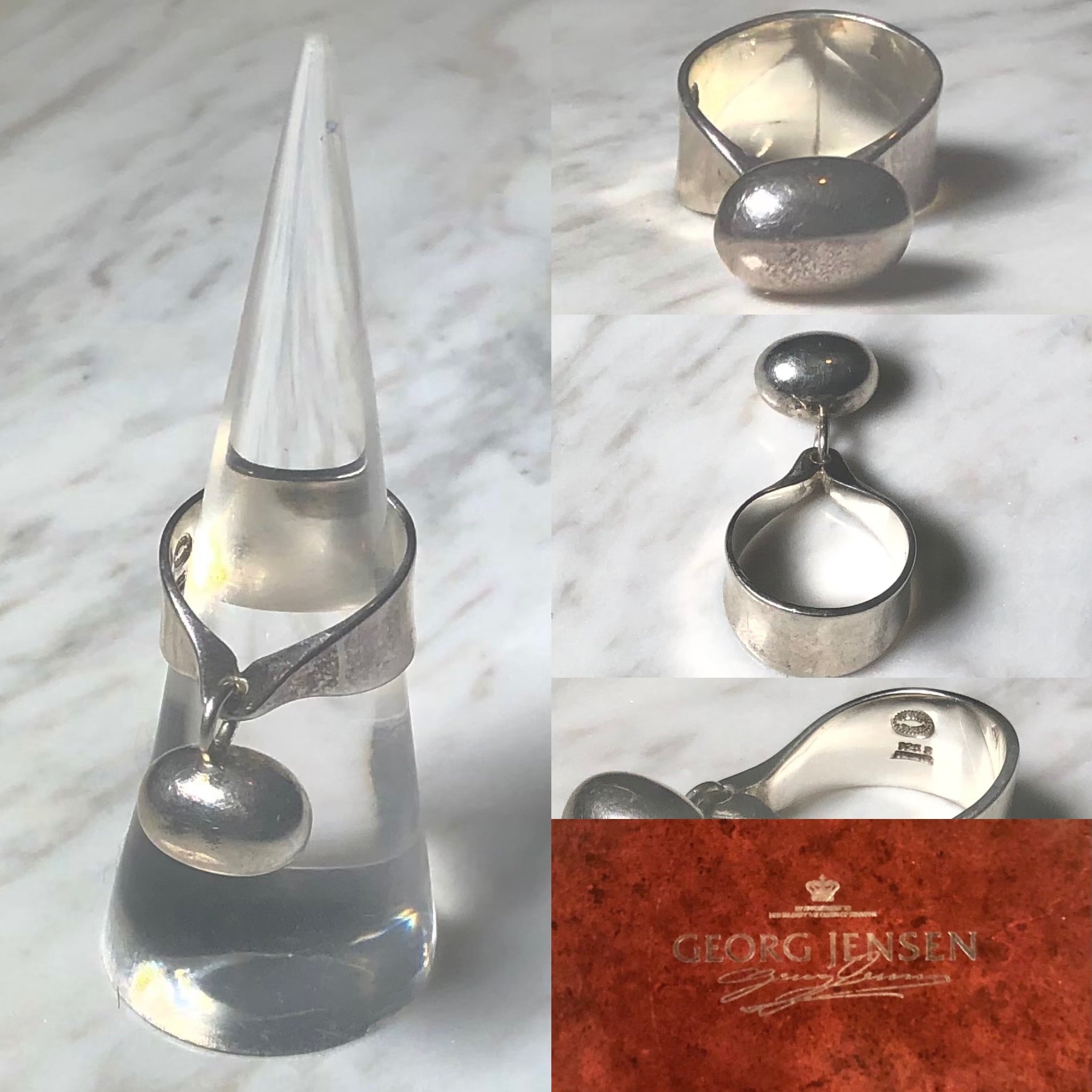 GEORG JENSEN silver ball ring designed by Vivianna Torun 