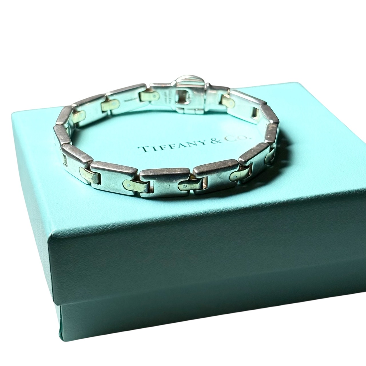 vintage TIFFANY silver × k18 “H Link” bracelet