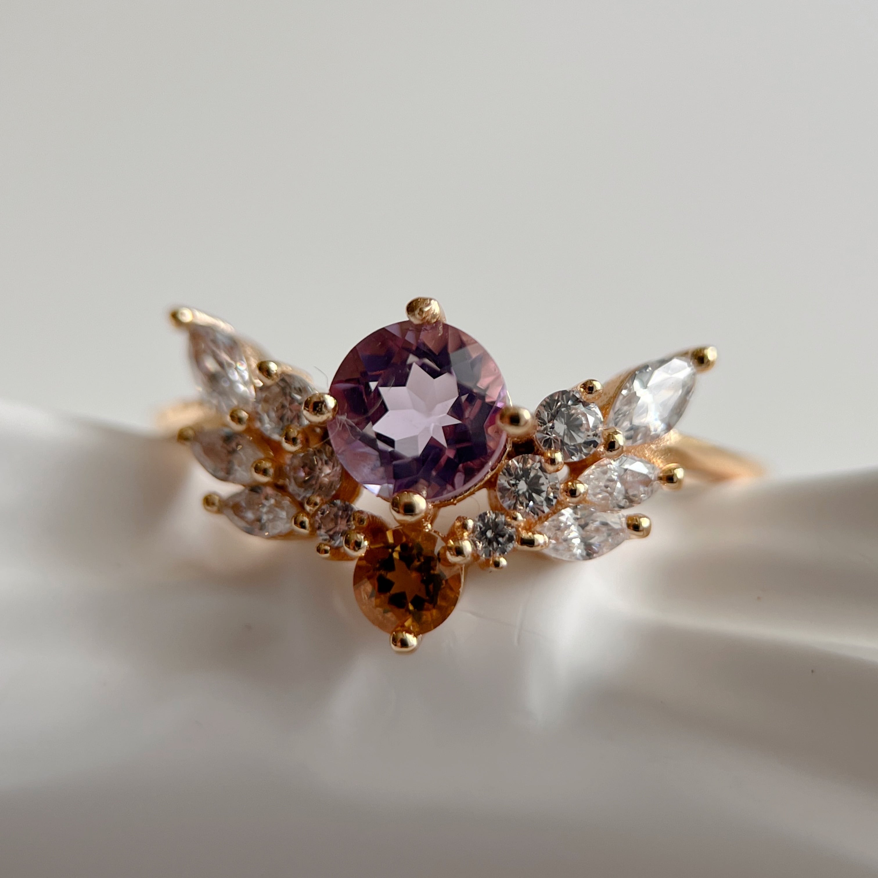 天然アメジスト＆シトリン　リング　silver925製