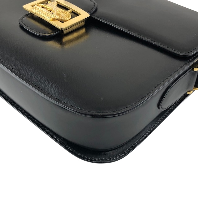CELINE セリーヌ ショルダーバッグ ブラック ホースキャリッジ レザー vintage ヴィンテージ オールド jw6dji