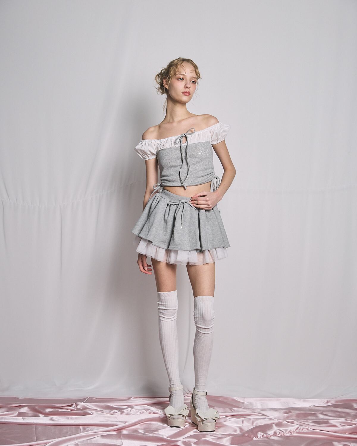 S/S バイカラーギャザーパフトップス | lilLilly official webstore