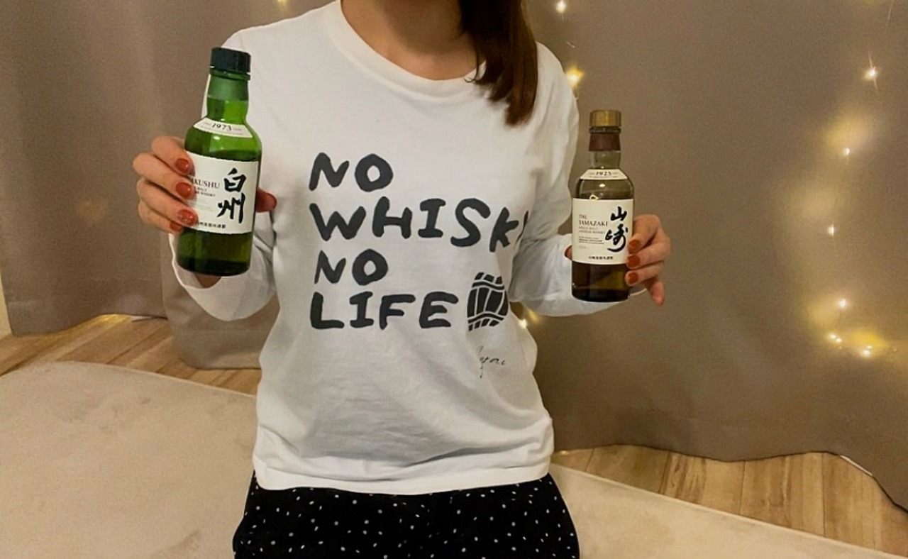 NO WHISKY NO LIFE  T-shirt【white】