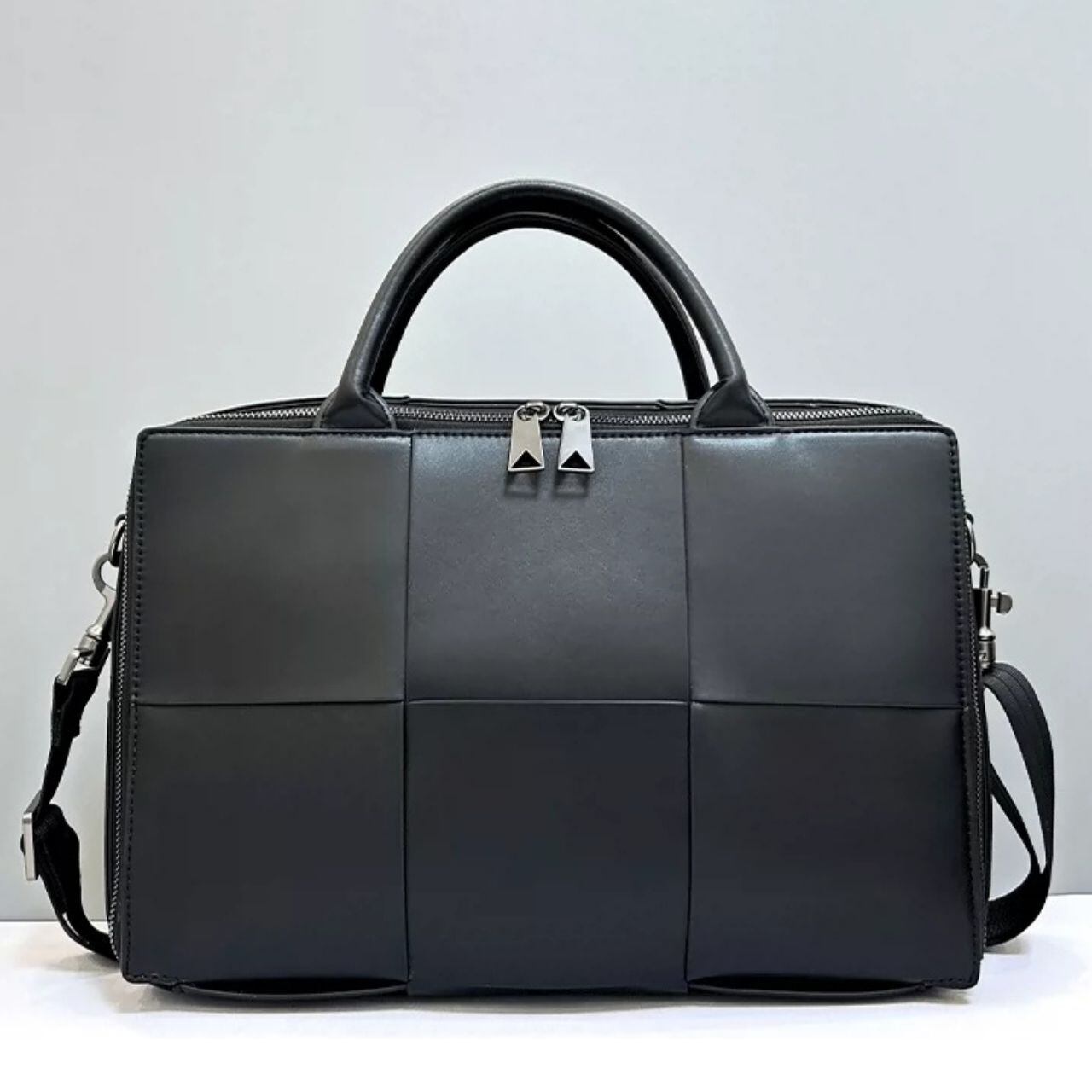 グリッドデザインダブルジッパーバッグ G117