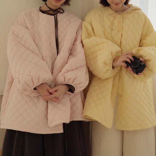 2色／キルティングボリュームコート ・9399