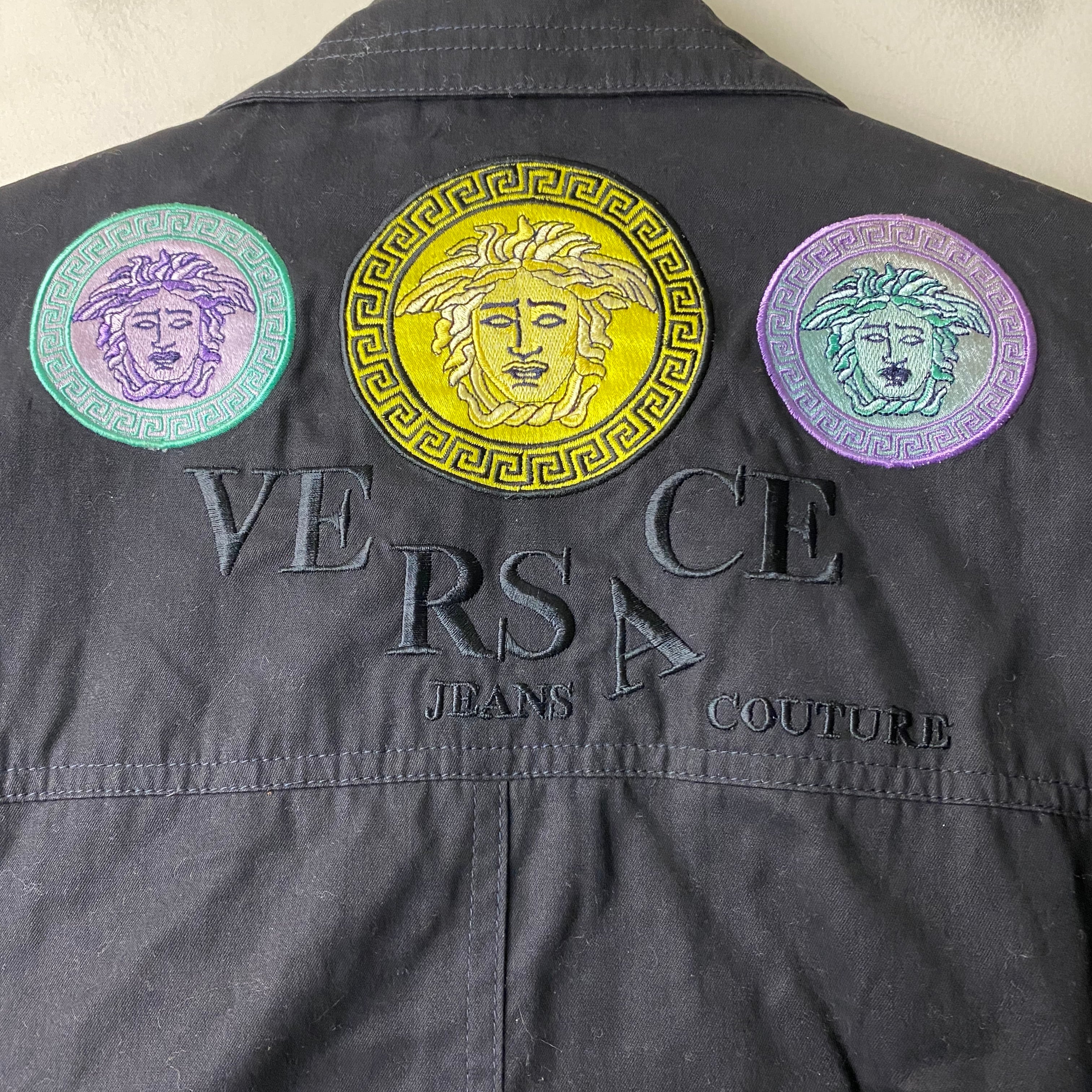 vintage VERSACE JEANS COUTURE back medusa embroidery black blouson 