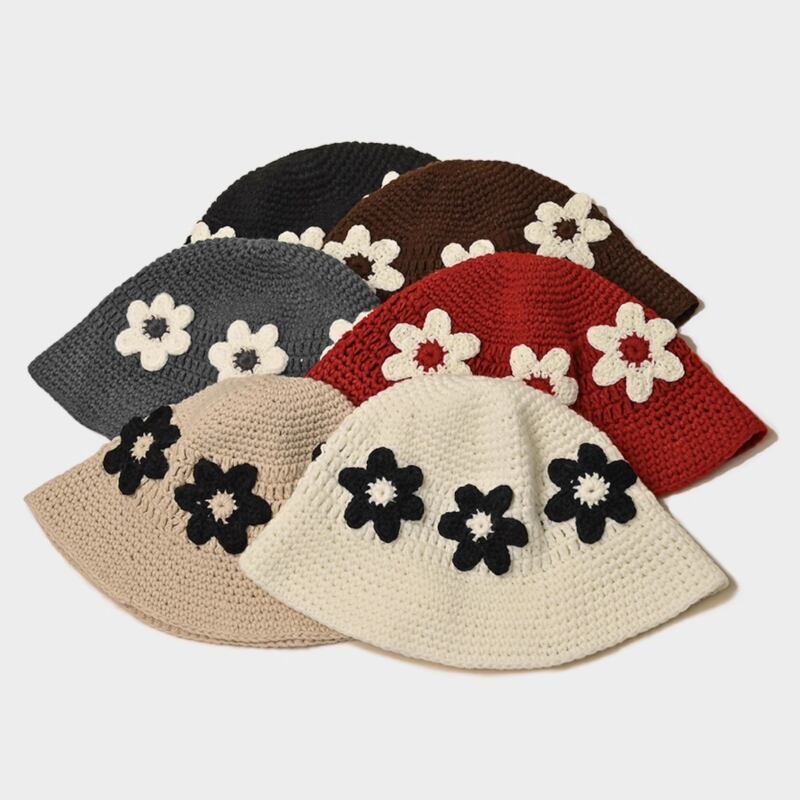 Crochet Daisy Knit Bucket Hat S0248
