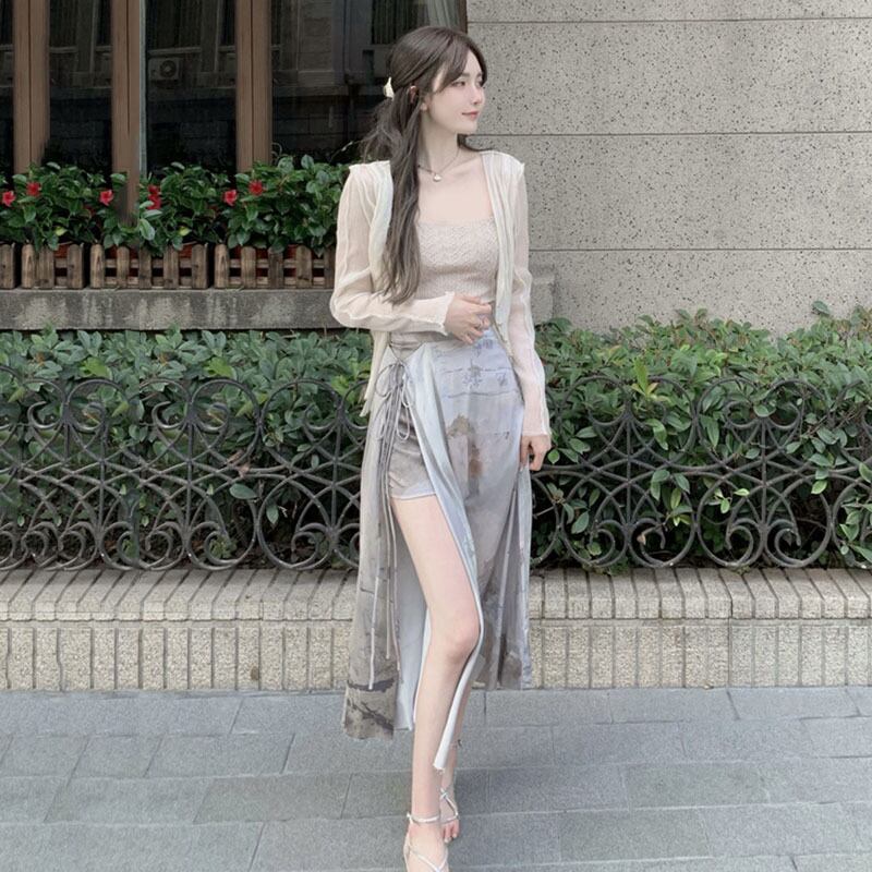 シフォンシャツ サマーカーディガンジャケット 薄手トップス ロング 夏物 YY-ファッション22153231101