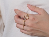 S925 SINGLE STONE THIN RING -GOLD RUTILE QUARTZ- 03