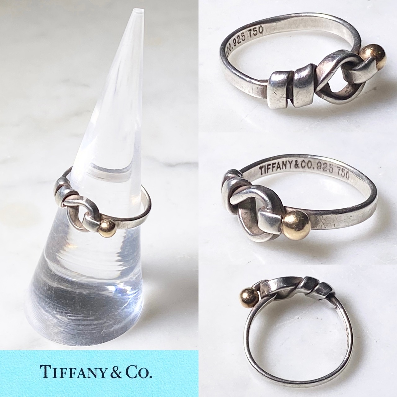 vintage TIFFANY silver × k18 coil design ring “hook&eye”
