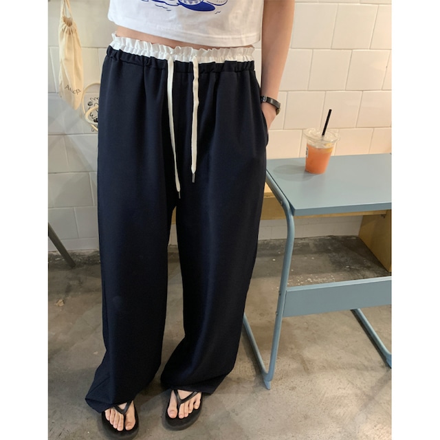 high waist straight draped casual pants