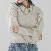 シアーショート丈トップス　インナーキャミセット 　全2色　 00065