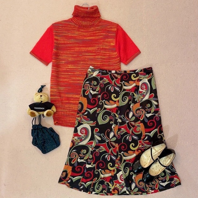 multi color turtle neck knit sweater