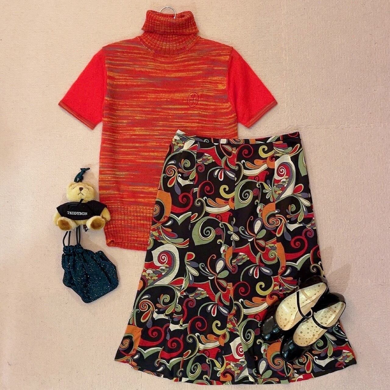 multi color turtle neck knit sweater