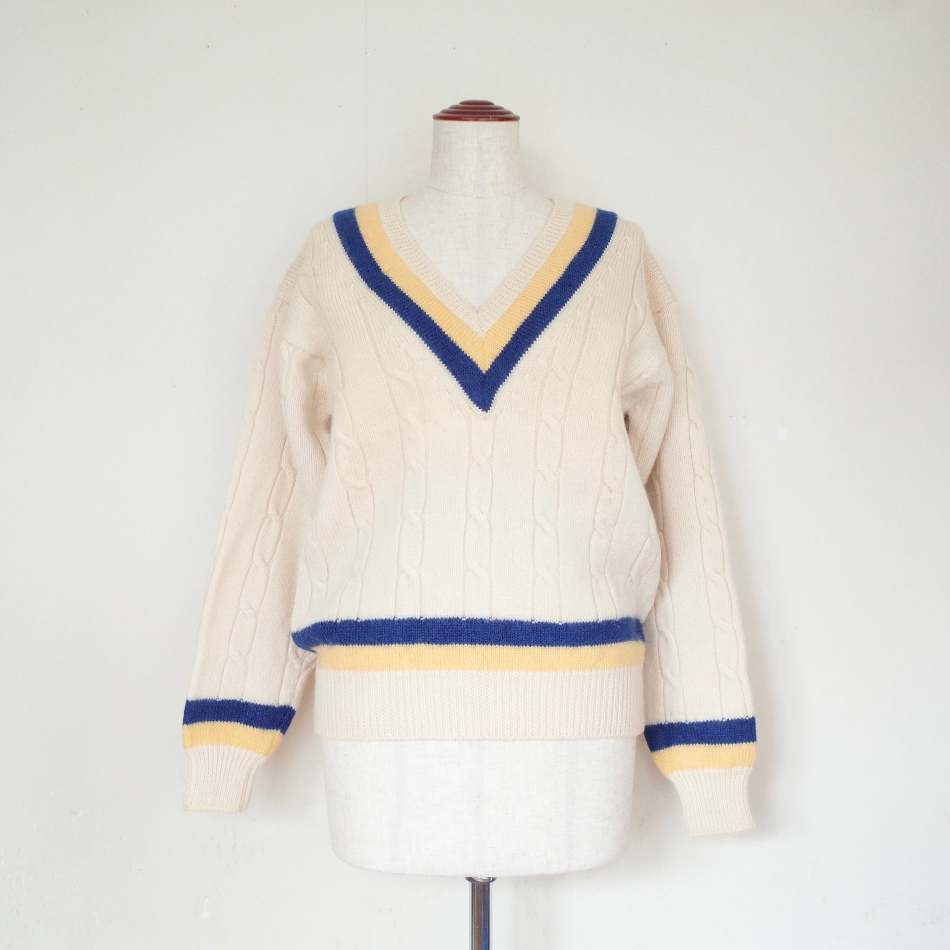 V neck line cable sweater