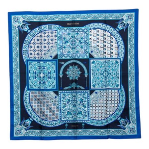 エルメス カレ90 CIELS BYZANTINS ビザンチンの空 スカーフ ブルー シルク レディース HERMES 【中古】