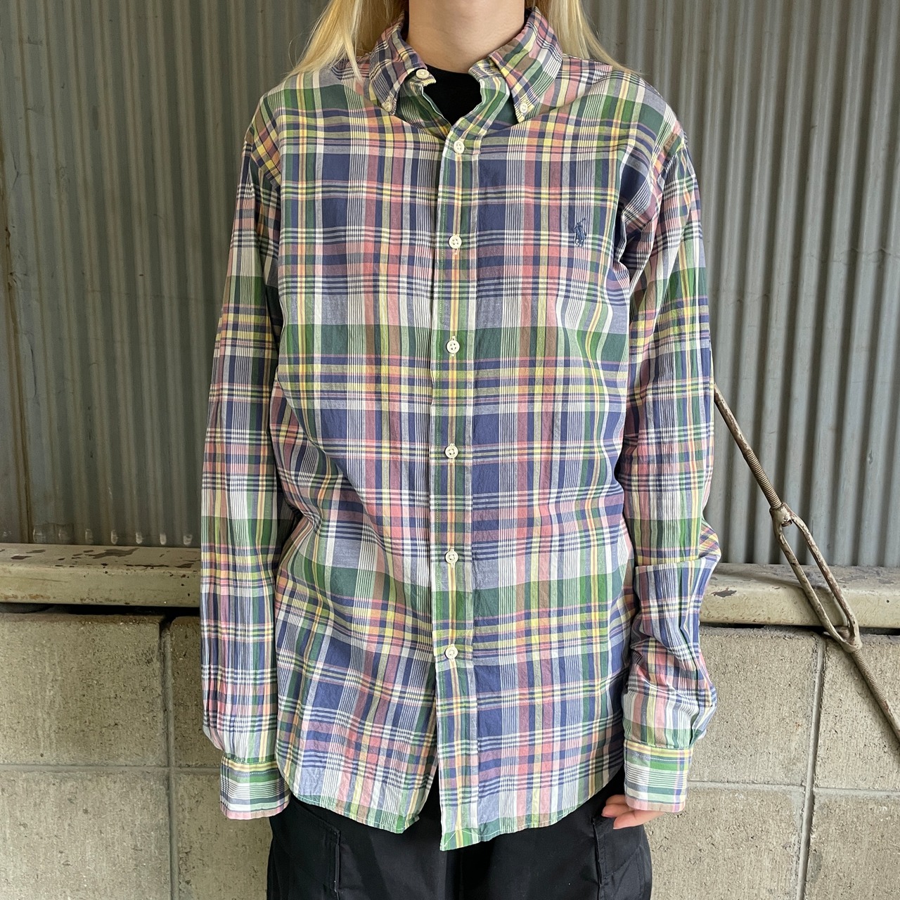 Ralph Lauren ラルフローレン 長袖 CUSTOM FIT チェックシャツ メンズM 