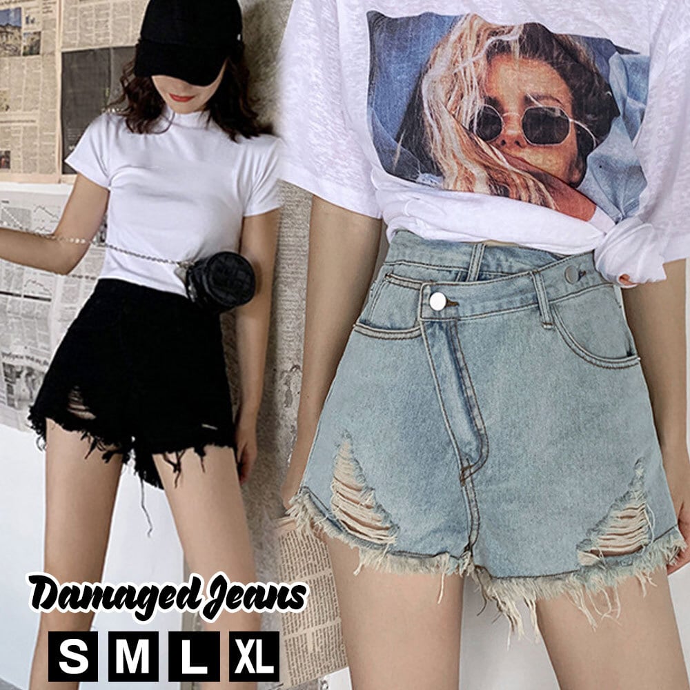 ダメージ デニム レディース ショートパンツ ストリート カジュアル 大人 かわいい おしゃれ ジーンズ きれいめ 大人可愛い 大人女子