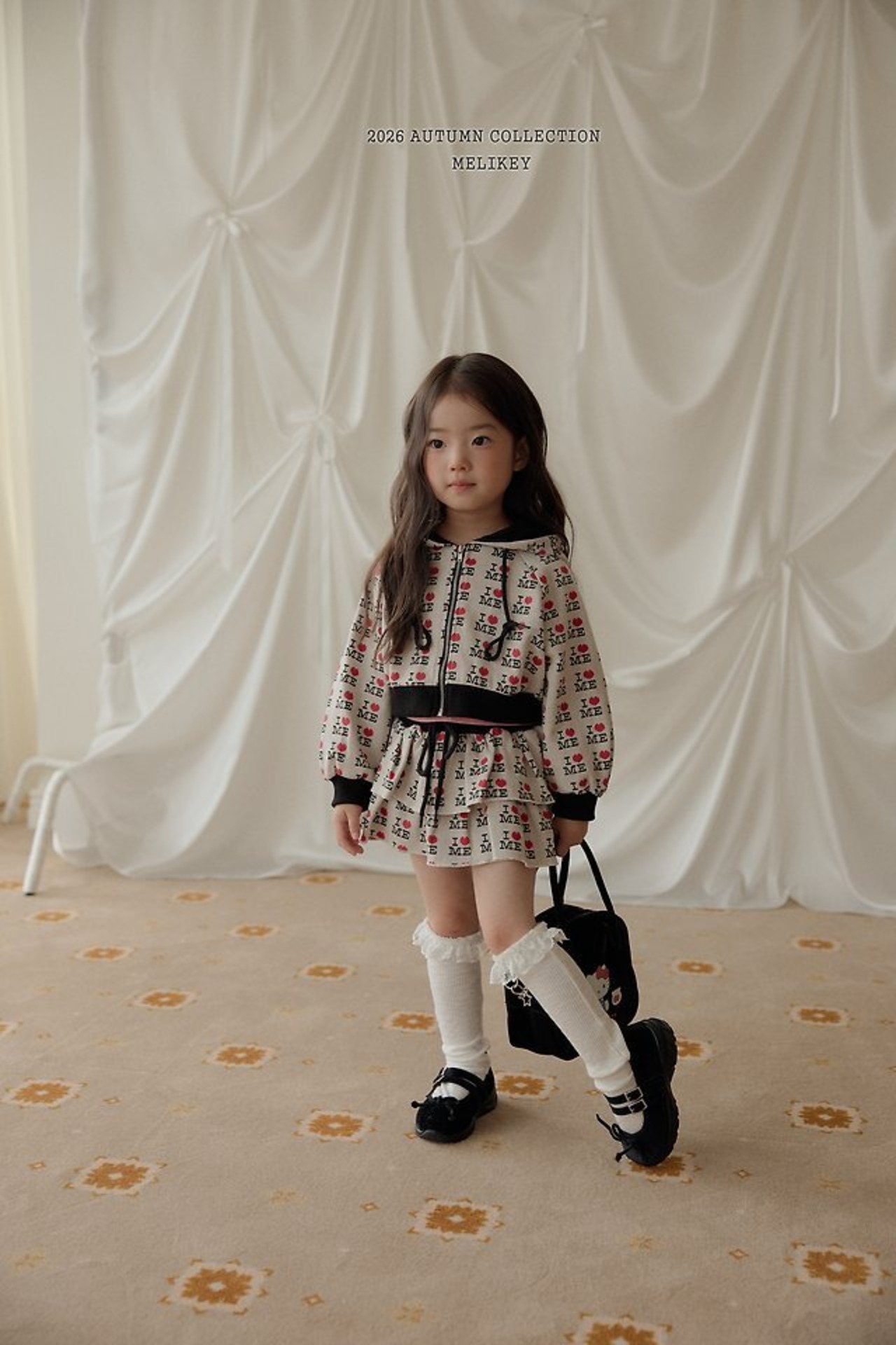 韓国子供服 / 26Autumn / 〖取寄〗Melikey /カンカンラブミースカート / 女子服 *XS~JM*