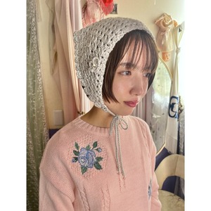 hand knit babushka : lame gray