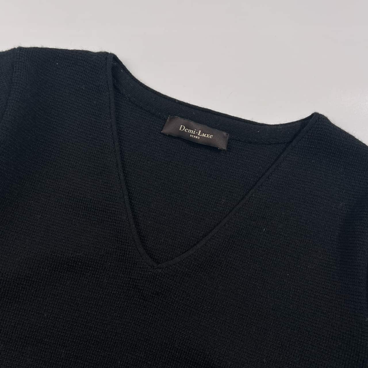 Demi-Luxe BEAMS デミルクス ビームス Vネック ニット 長袖 ワンピース /ブラック レディース