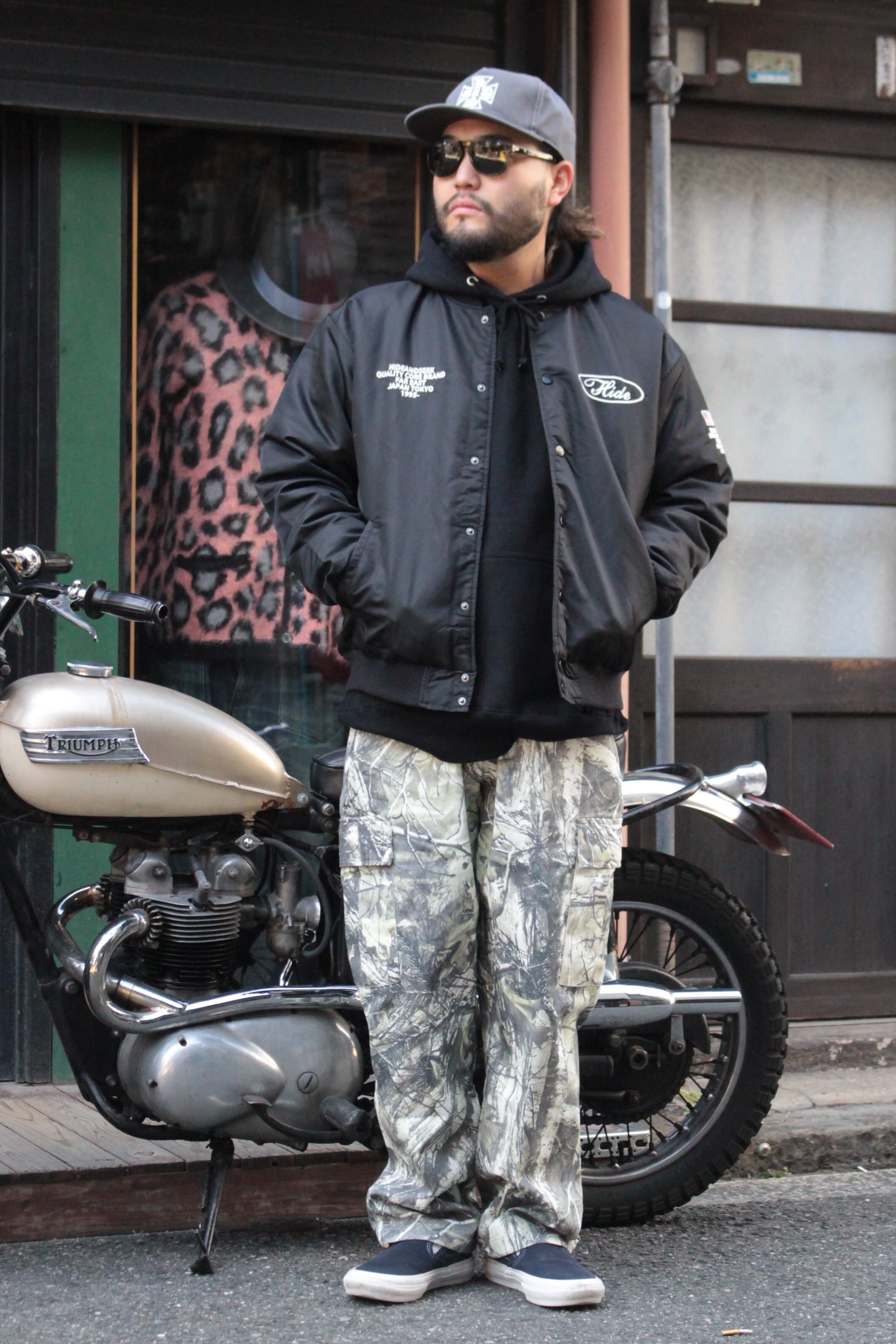 HIDE AND SEEK】Stadium Jacket (25aw) -BLACK (ハイドアンドシーク