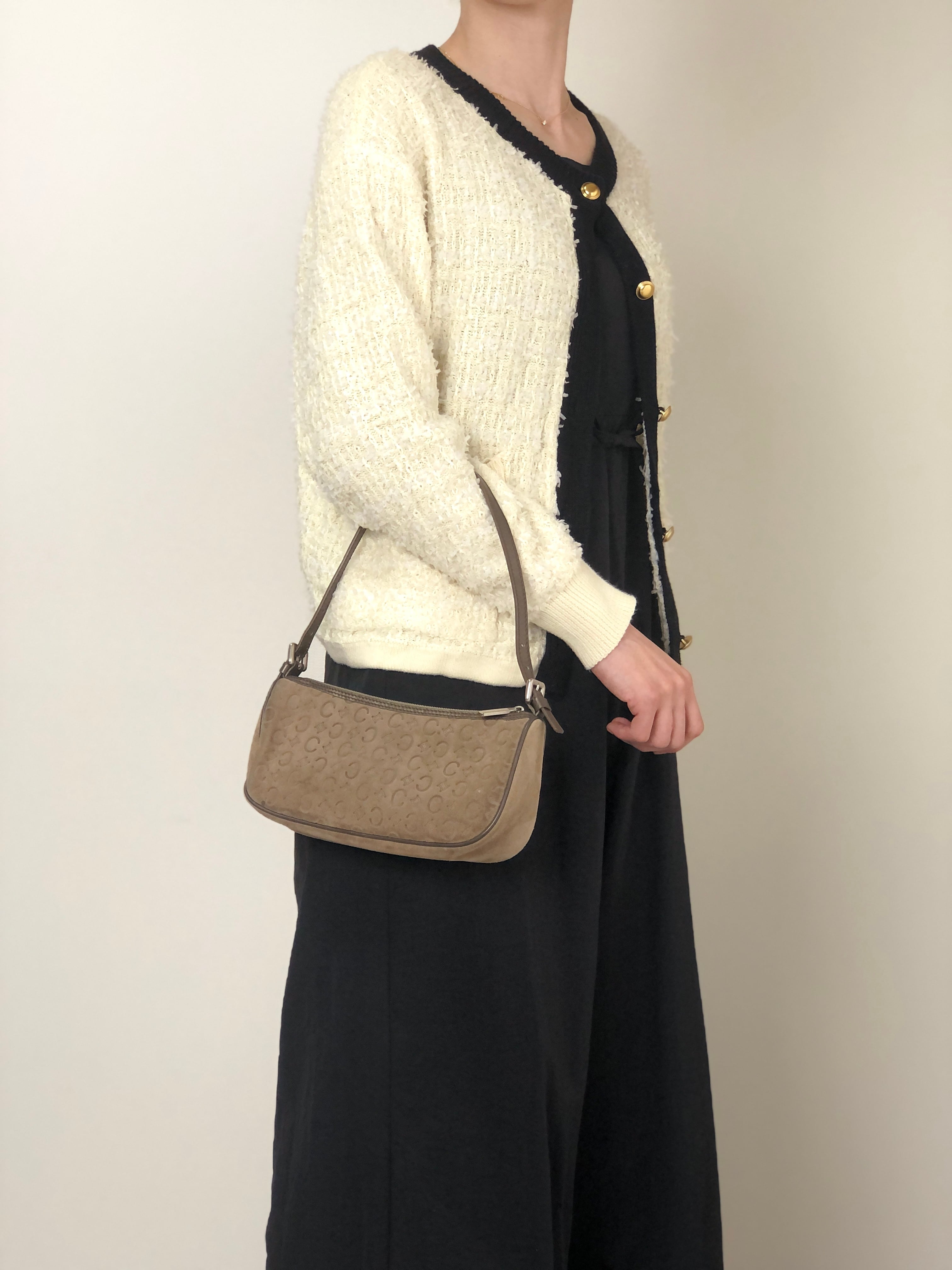 CELINE セリーヌ Cマカダム ショルダーバッグ ライトブラウン スウェード ワンショルダー vintage ヴィンテージ オールド ntvdgb