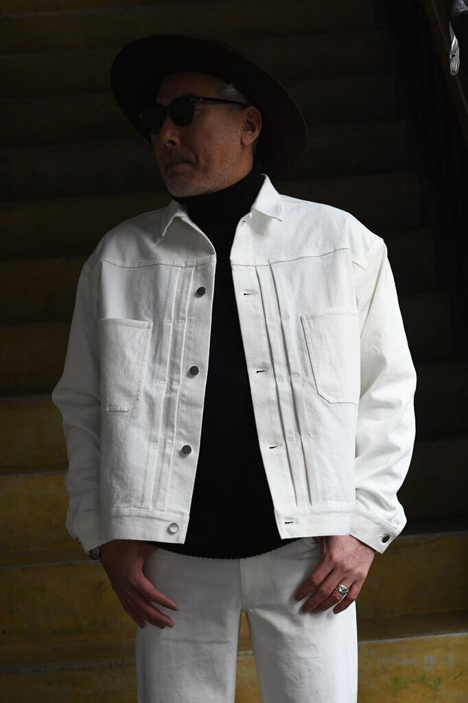 美品 試着junhashimoto ホワイト ジャージー ストレッチ長袖シャツ junhashimoto | satisfaction
