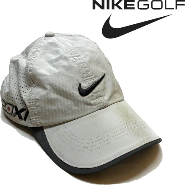 90s ナイキ キャップ レザー ゴルフ 古着 1点物◇ナイキゴルフNIKE GOLFベージュ帽子ベースボールキャップ古着