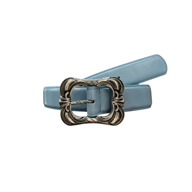 [UNDERMYCAR] 25FW Double Floral Buckle Plain Leather Belt Sky 正規品 韓国ブランド 韓国通販 韓国代行 韓国ファッション アンダーマイカー 日本 店舗